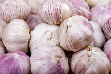 Selective focus. Background from the heads of garlic.