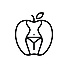 Black line icon for fit health 