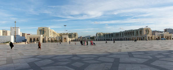 Square in Casablanca in front of Hassan II Mosque