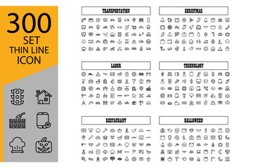 300 Icon Set Labor Restaurant Technology Vector Graphic Illustrator perfect for Business