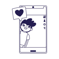 young boy smartphone screen message love social media