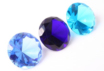 Fototapeta premium Set of blue diamond on white background