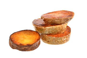 fried potatoes isolated on white background