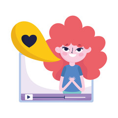 social media young woman video love message talk