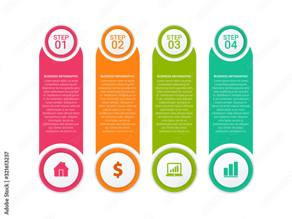 Poster business data visualization. process chart. abstract elements of graph, diagram with steps, options,