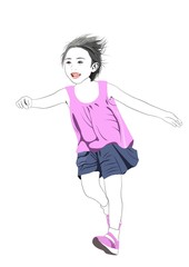 笑顔で駆ける小学生の女の子