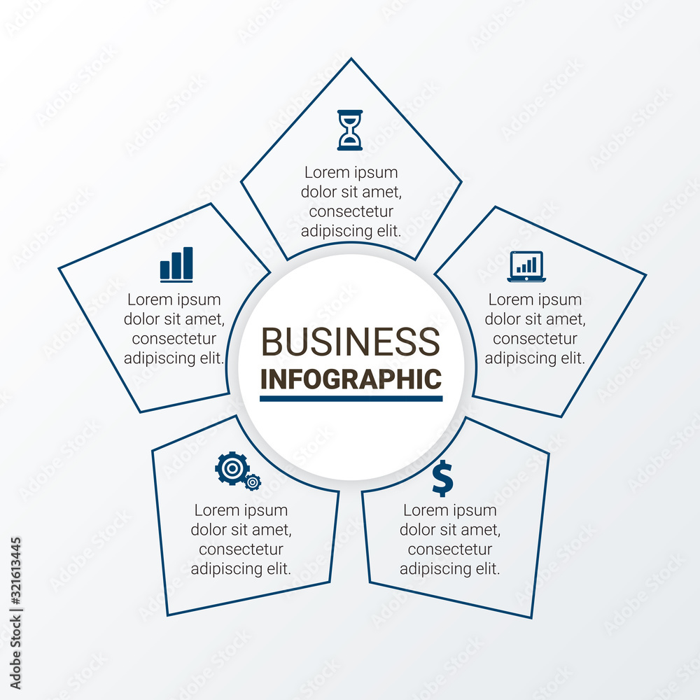 Poster business data visualization. process chart. abstract elements of graph, diagram with steps, options,