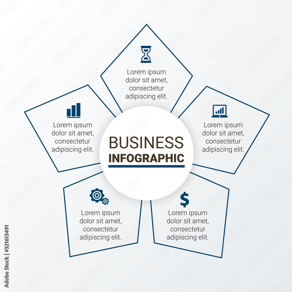 Poster business data visualization. process chart. abstract elements of graph, diagram with steps, options,