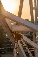 White steel structure on Sky at sunset