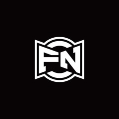 FN logo monogram with ribbon style circle rounded design template