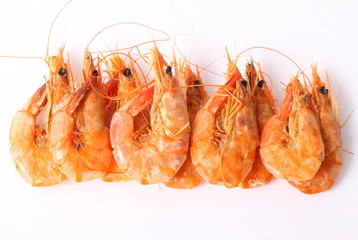 Boiled shrimp isolated on white
