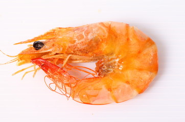Boiled shrimp isolated on white