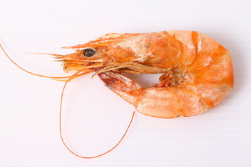 Boiled shrimp isolated on white