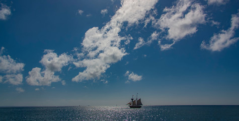 Yacht alone at Sea