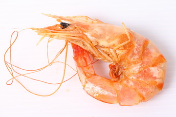Boiled shrimp isolated on white