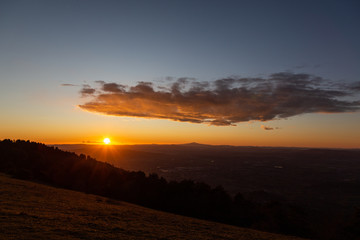 Sunset over mountains and valley