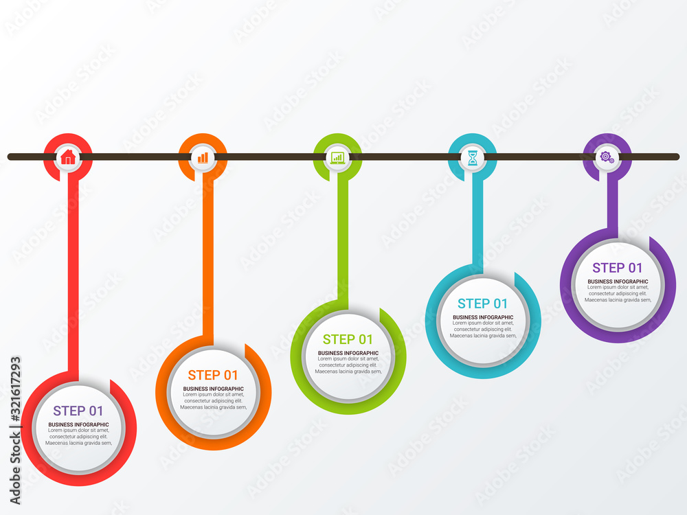 Poster vector infographic thin line design with icons and options or steps. infographics for business conce