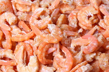 Close up dried shrimp background.