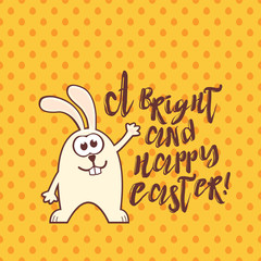 Easter greeting card with rabbit and text
