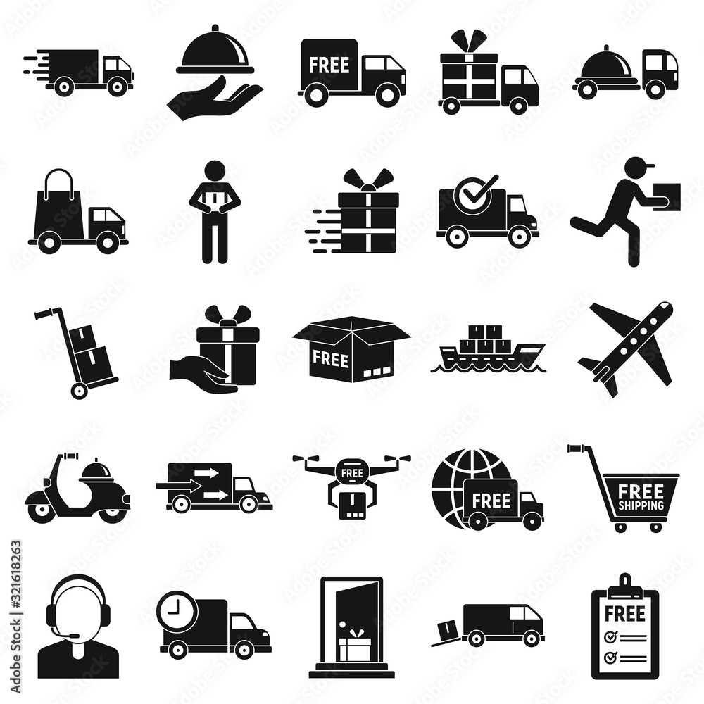 Aufkleber free shipping icons set. simple set of free shipping vector icons for web design on white background