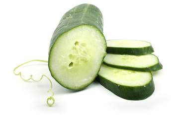 Cucumber, slices and tendril