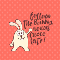 Easter greeting card with rabbit and text