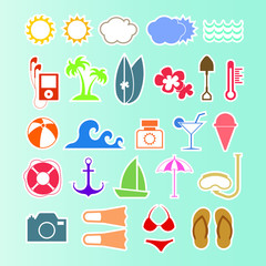 Summer icons set.Vector