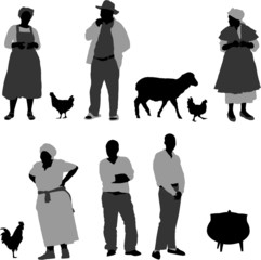 Silhouettes of South African black rural community farmers
