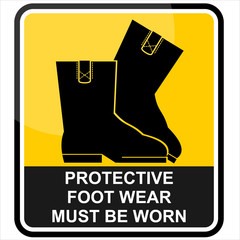 protective foot wear, must be worn