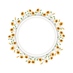 Badge with Flowers. Banner background template with cute floral. Vector illustration.