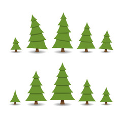 Christmas tree set. Vector illustration.