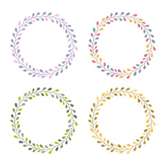 Floral frame collection. Set of the circle border with cute flowers. Vector Illustration.