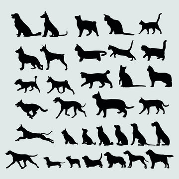 black silhouettes of dog and cat icons