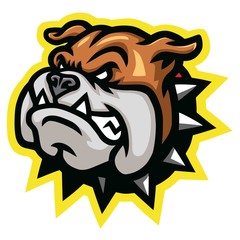 Angry Bulldog Head Mascot Logo Cartoon Design Illustration