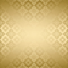 bright golden ornamental vintage background with gradient - vector