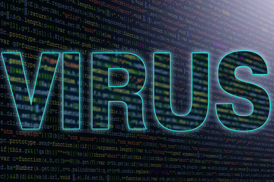 Software Developer Program Code. Abstract code of a computer program with the inscription Virus.