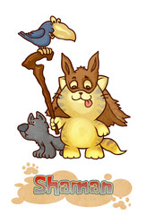 Fantasy Shaman Kitten - digital illustration