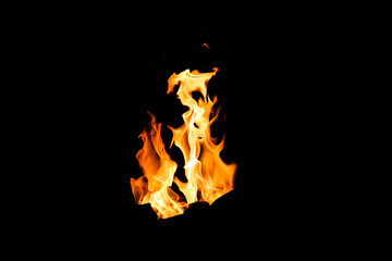 Black background burning fire