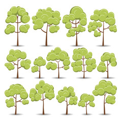 Cute trees collection. Vector illustration.