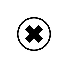 Fototapeta premium Cross stop sign outline icon black white in circle, for vector of app button