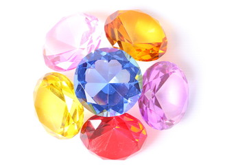 Colorful diamonds on white background