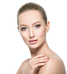 Beautiful face of young woman with perfect health  skin