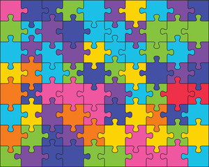 Illustration of colorful shiny puzzle, separate parts