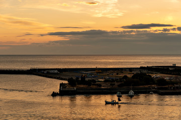 View of sunrise at Atami port