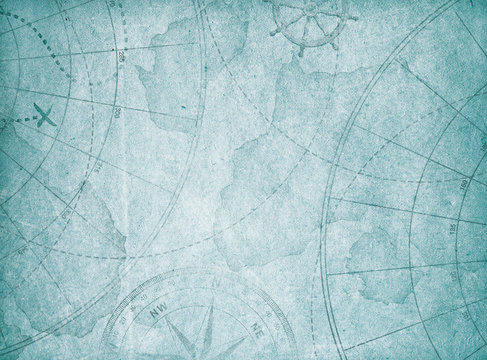 blue old abstract map background.