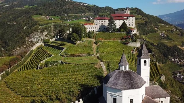 The Beautiful Monastery of Sabiona near Chiusa (Klausen). Valle Isarco, Bolzano. Trentino Alto-Adige in Italy.