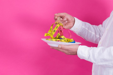 eating plate of colorful metric quotes, diet and health concept