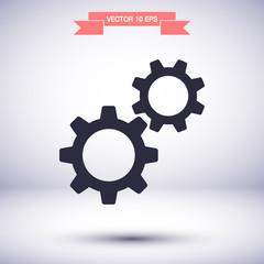 Gears vector icon , lorem ipsum Flat design