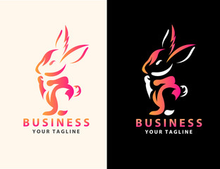 Abstract rabbit logo design template