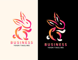 Abstract rabbit logo design template